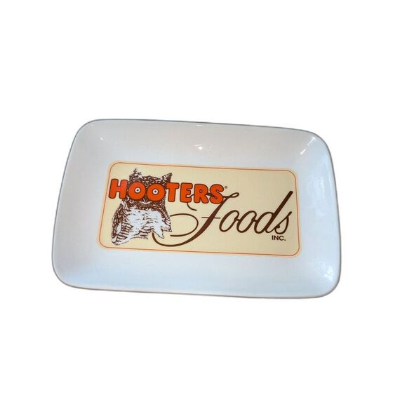 Hooter's Ceramic Serving Tray Platter Owl‎ Logo Wings Appetizer Barware - Picture 1 of 4